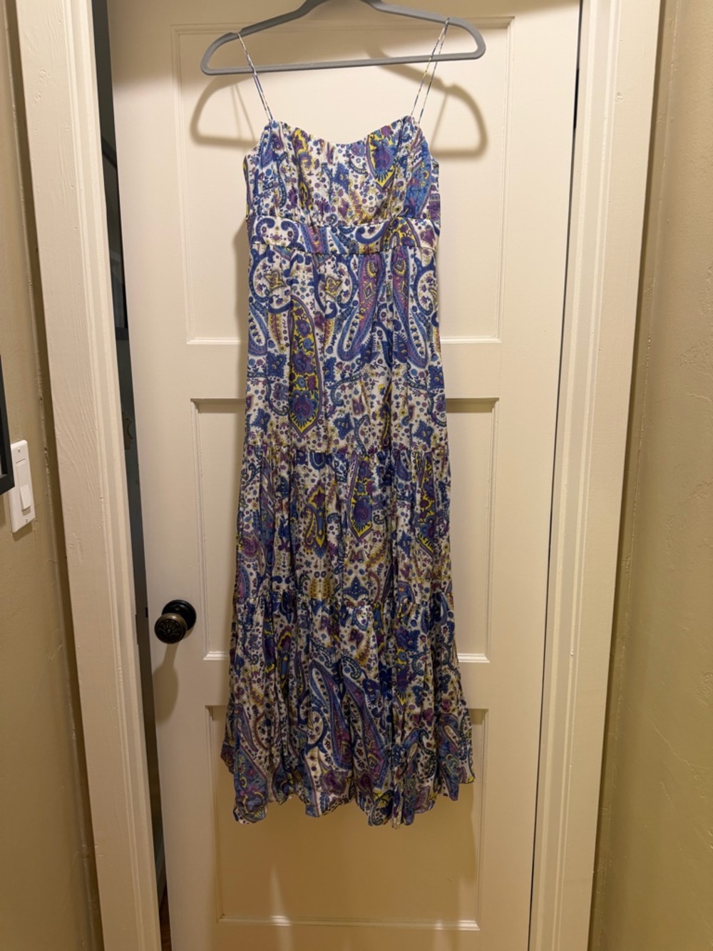 Ralph Lauren Blue White and Purple Paisley Maxi Dress